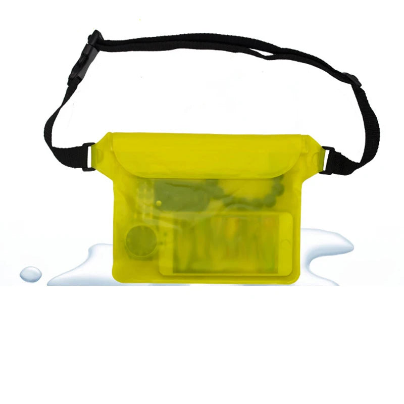 Waterproof Waist and Shoulder Dry Bag - 22 x 14 cm PVC Pouch – Yellow
