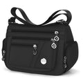 Nylon Oxford Crossbody Hobo Bag with 3 Pockets, 25 x 19 cm – Black