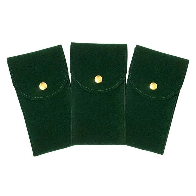 Embers Flannelette Watch Travel Storage Case, 13x7cm – 3Pcs-Blackish Green