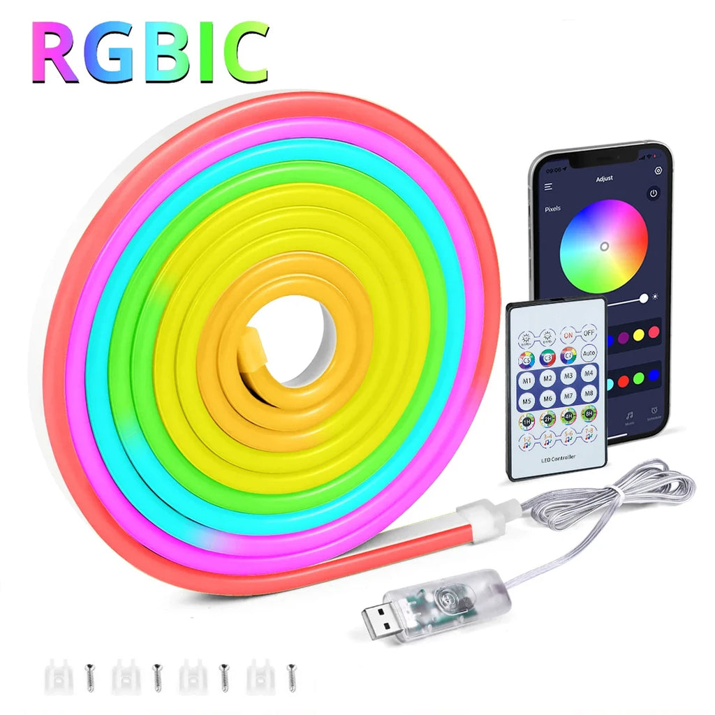 RGBIC Flexible LED Neon Rope Lights with App and Remote Control – RGBIC