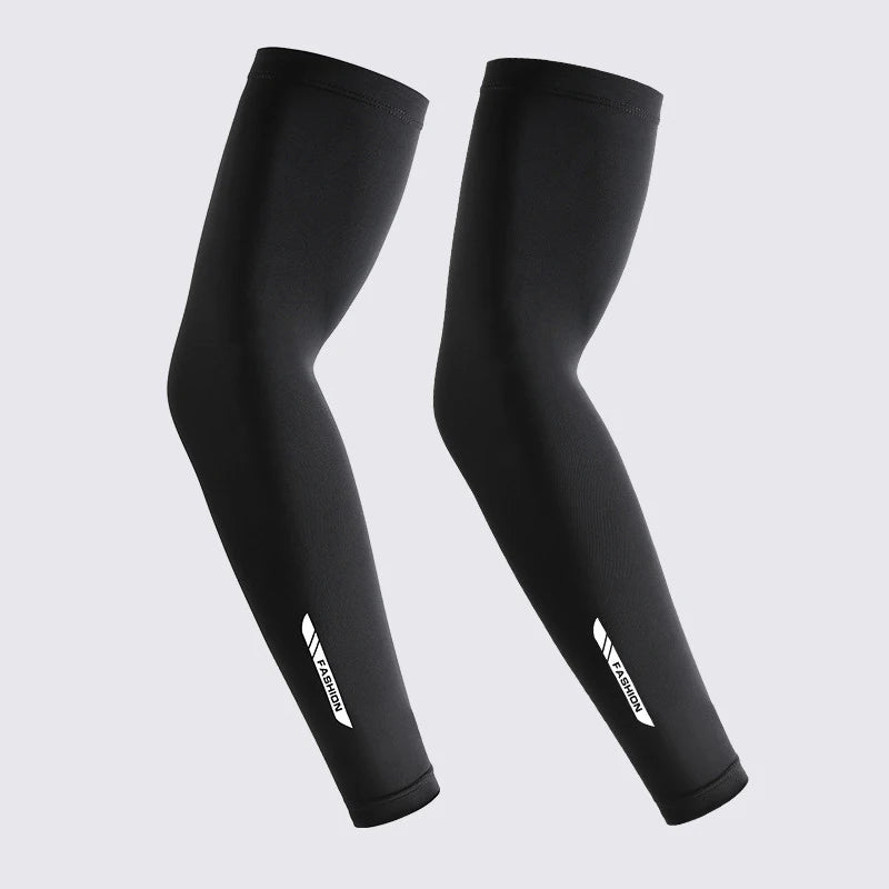 UPF 50+ Men's UV Protective Cooling Ice Silk Arm Sleeves – Fashion-Black
