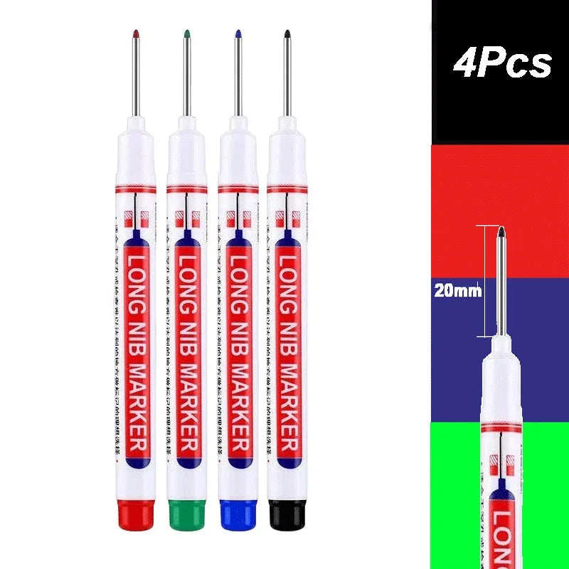 2cm Long Head Waterproof Deep Hole Marker Pens for Woodworking – 4PCS-4 color Mix