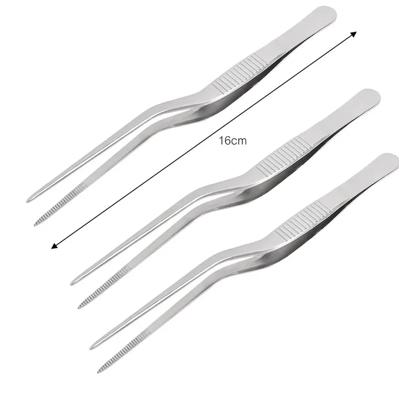 Stainless Steel Kitchen Tweezer Tongs for Cooking and BBQ – 3PCs (16cm)