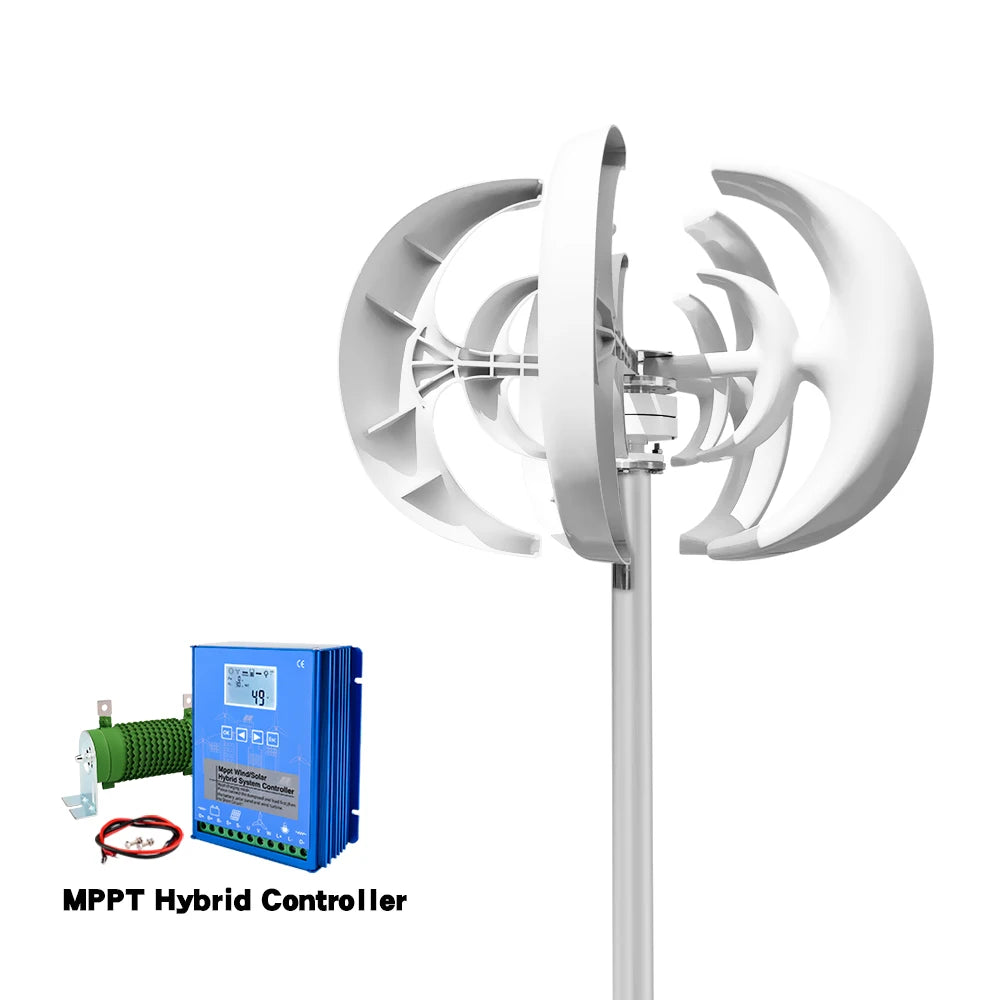 5000W 48V Vertical Axis Wind Turbine Generator with 3-Blade Design – With Hybrid Control