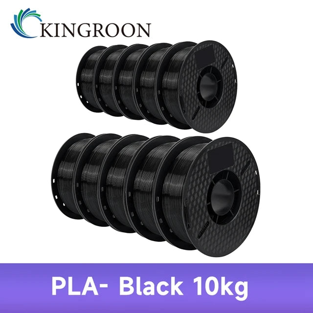 Kingroon 10kg 3D Printer Filament 1.75mm PLA, ABS, or PETG – PLA 10kg Black