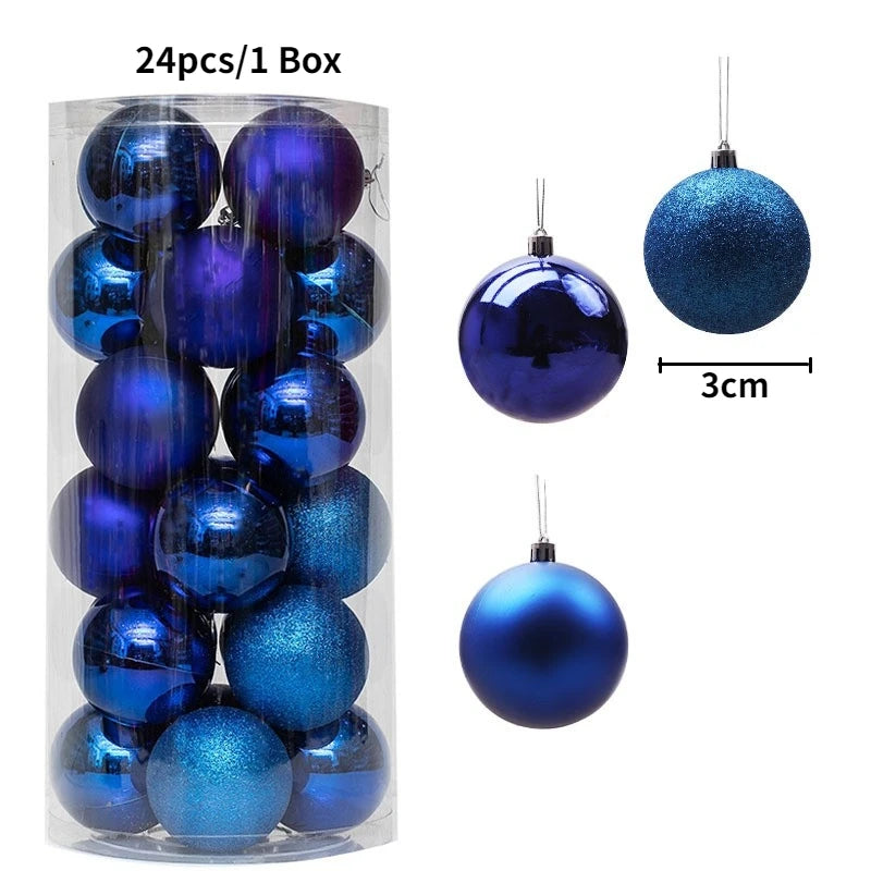 Christmas Tree Ornament Ball Set, 3cm Hanging Decorations (24/36 Pack) – 24pcs Dark Blue