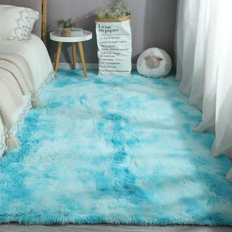 Machine Made Polyester Bedroom Floor Mat 40cm x 60cm – Gradient sky blue