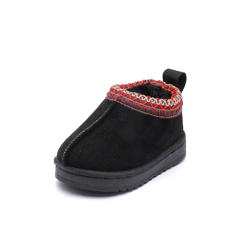 Children's Plush-Lined Suede Ankle Boots for Winter – 8501black