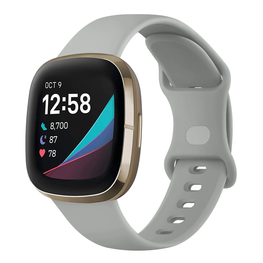 Silicone Watch Strap for Fitbit Versa 3, Versa 4, Sense, and Sense 2 – Grey