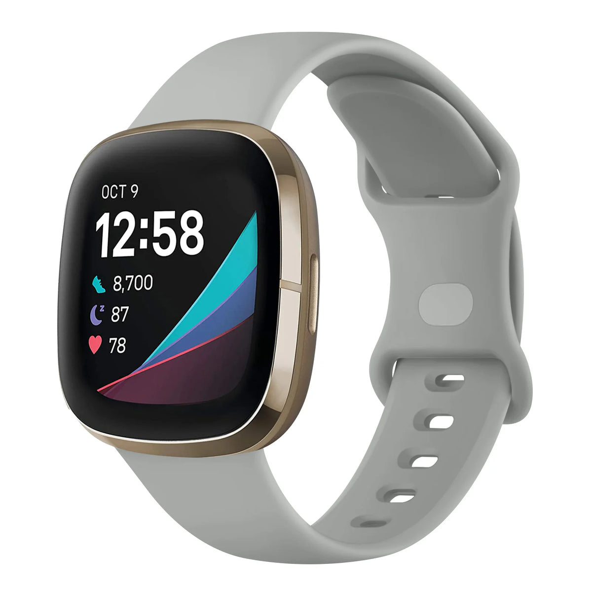 Silicone Watch Strap for Fitbit Versa 3, Versa 4, Sense, and Sense 2 – Grey