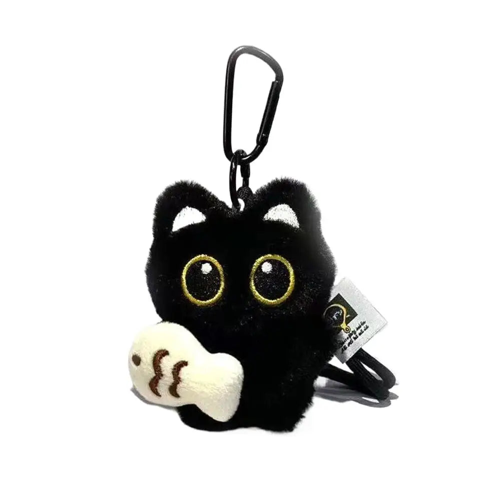 Black Cat Plush Toy Keychain, 10cm Soft PP Cotton Pendant – L