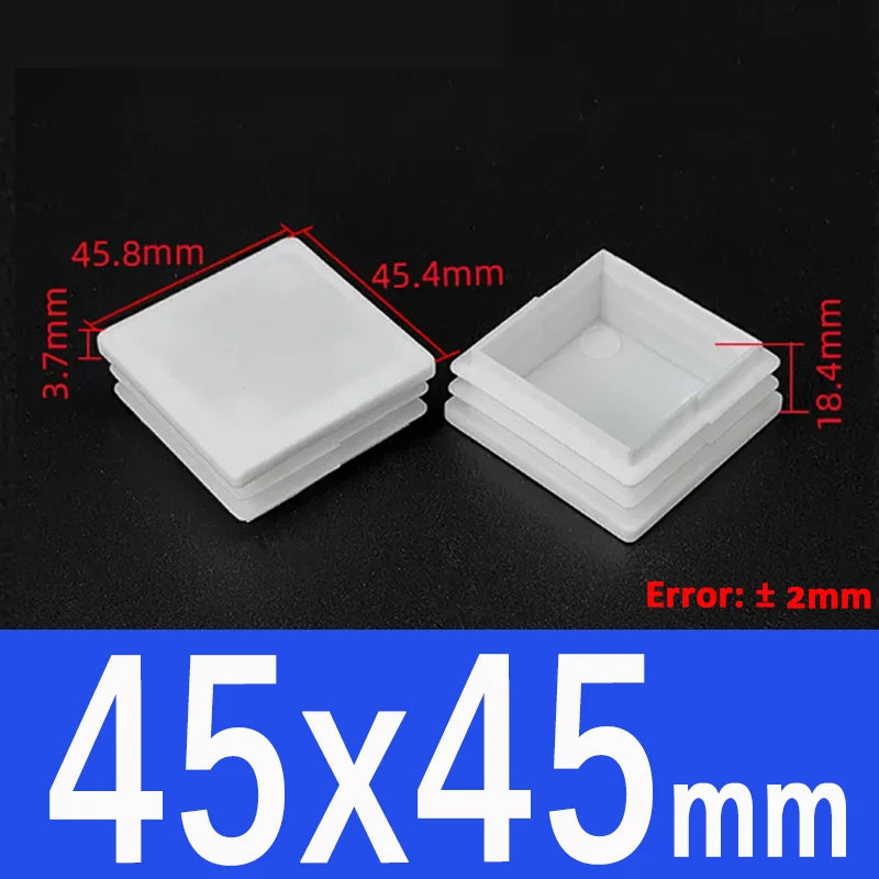 White Plastic Square/Rectangle Furniture Tube Plug End Cap – 45x45mm