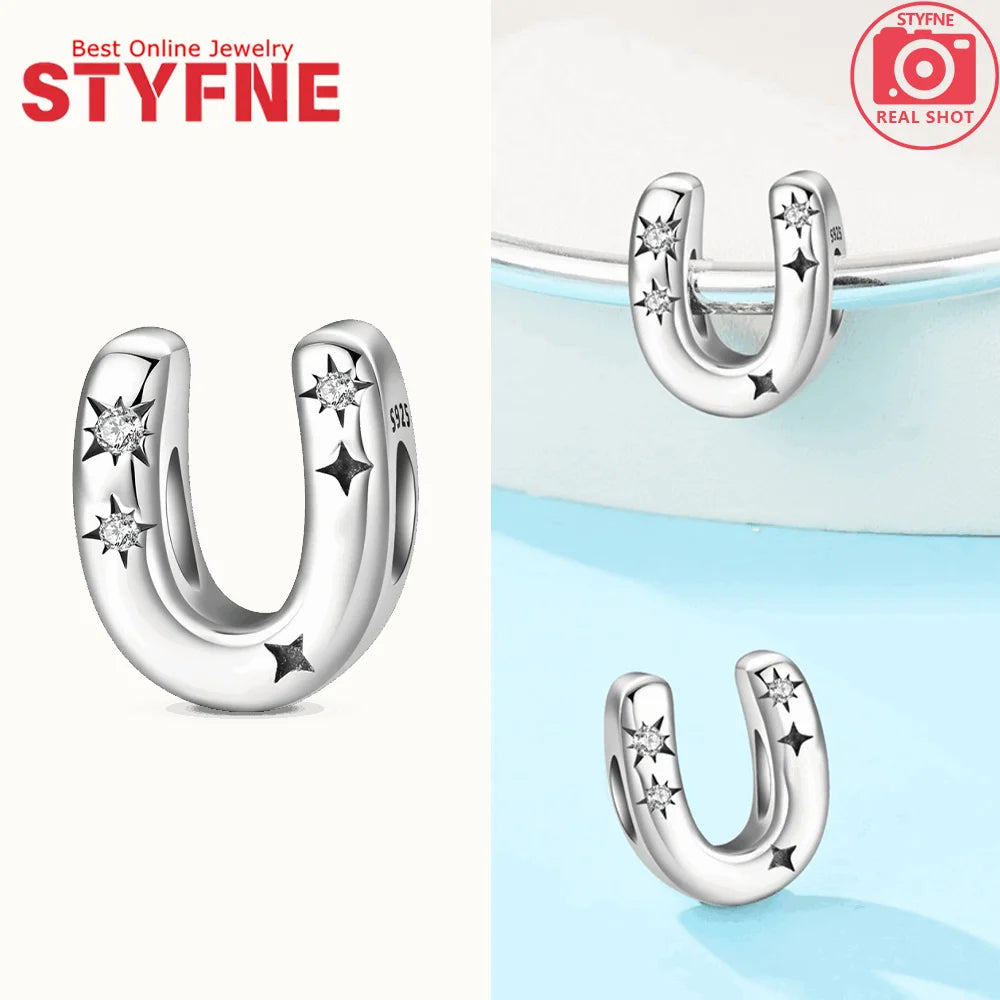 925 Silver Letter Charm with Zircon for Bracelet Jewelry Making – GYC1957-U