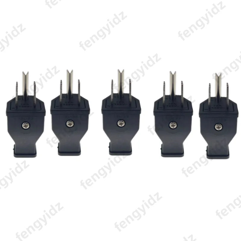 US 3-Pin Industrial AC Rewireable Plug and Socket Connector – Male 5pcs