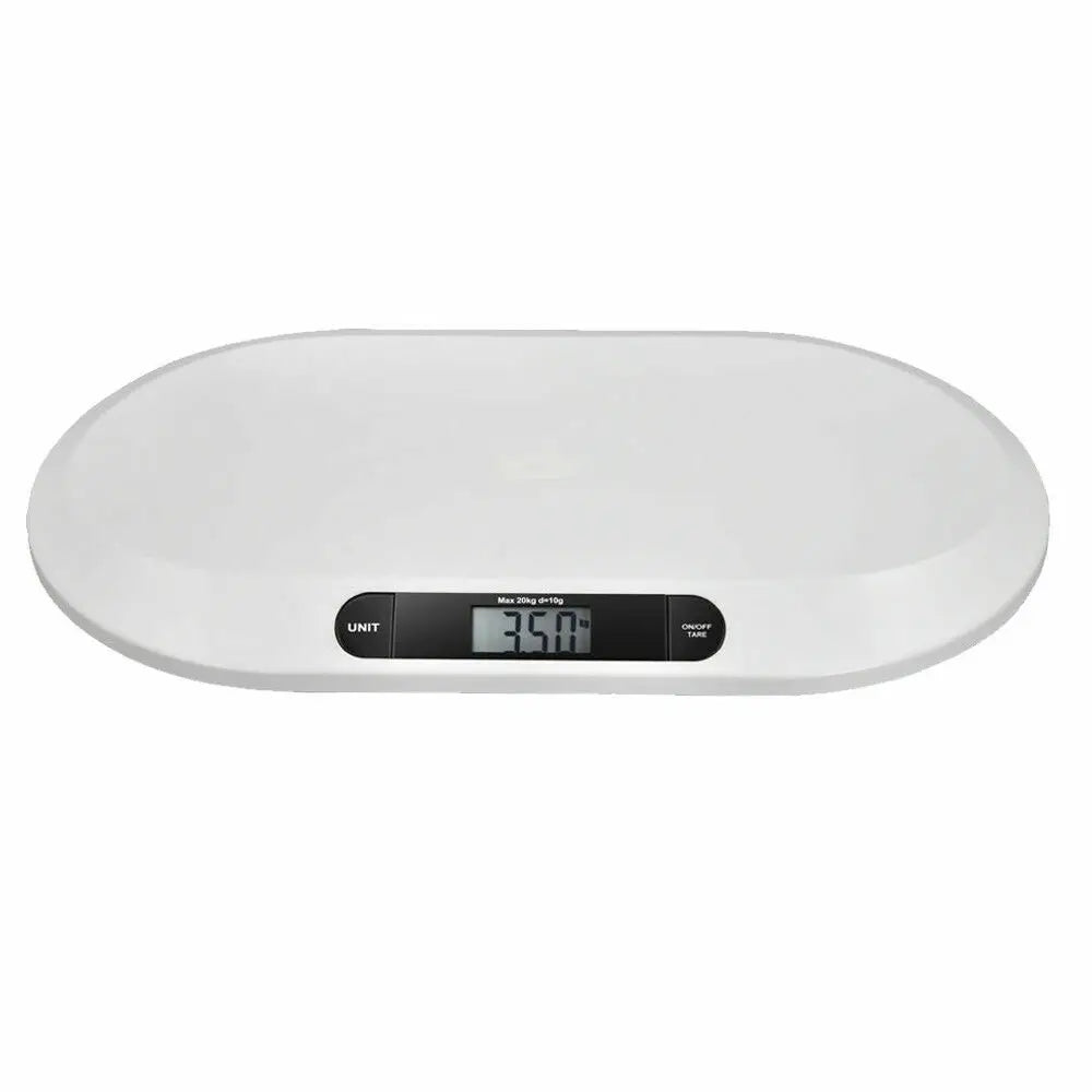 White digital baby scale with LCD display