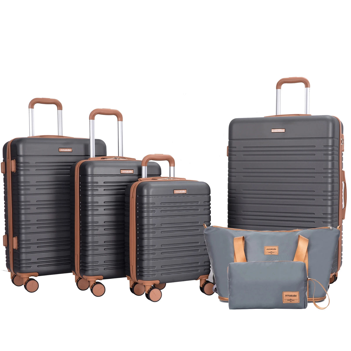 Tripcomp 6-Piece Luggage Set with Spinner Wheels and TSA Lock – Gray