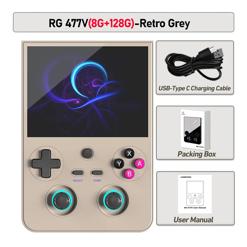 Anbernic RG477V Handheld Game Console, 4.7-inch Display, Android 14 – Grey 8G 128G