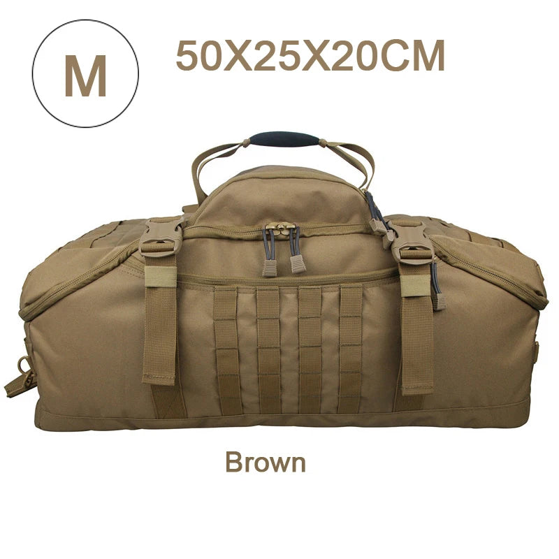 3-Way Waterproof Travel Duffle Bag - Backpack, Shoulder & Carry Bag – M Tan