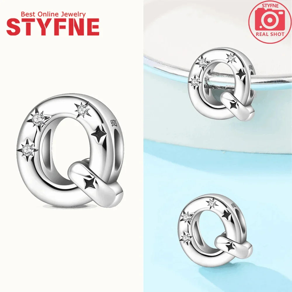 925 Silver Letter Charm with Zircon for Bracelet Jewelry Making – GYC1957-Q