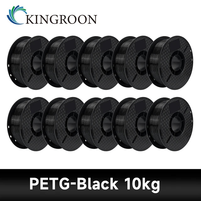Kingroon 10kg 3D Printer Filament 1.75mm PLA, ABS, or PETG – PETG 10kg Black