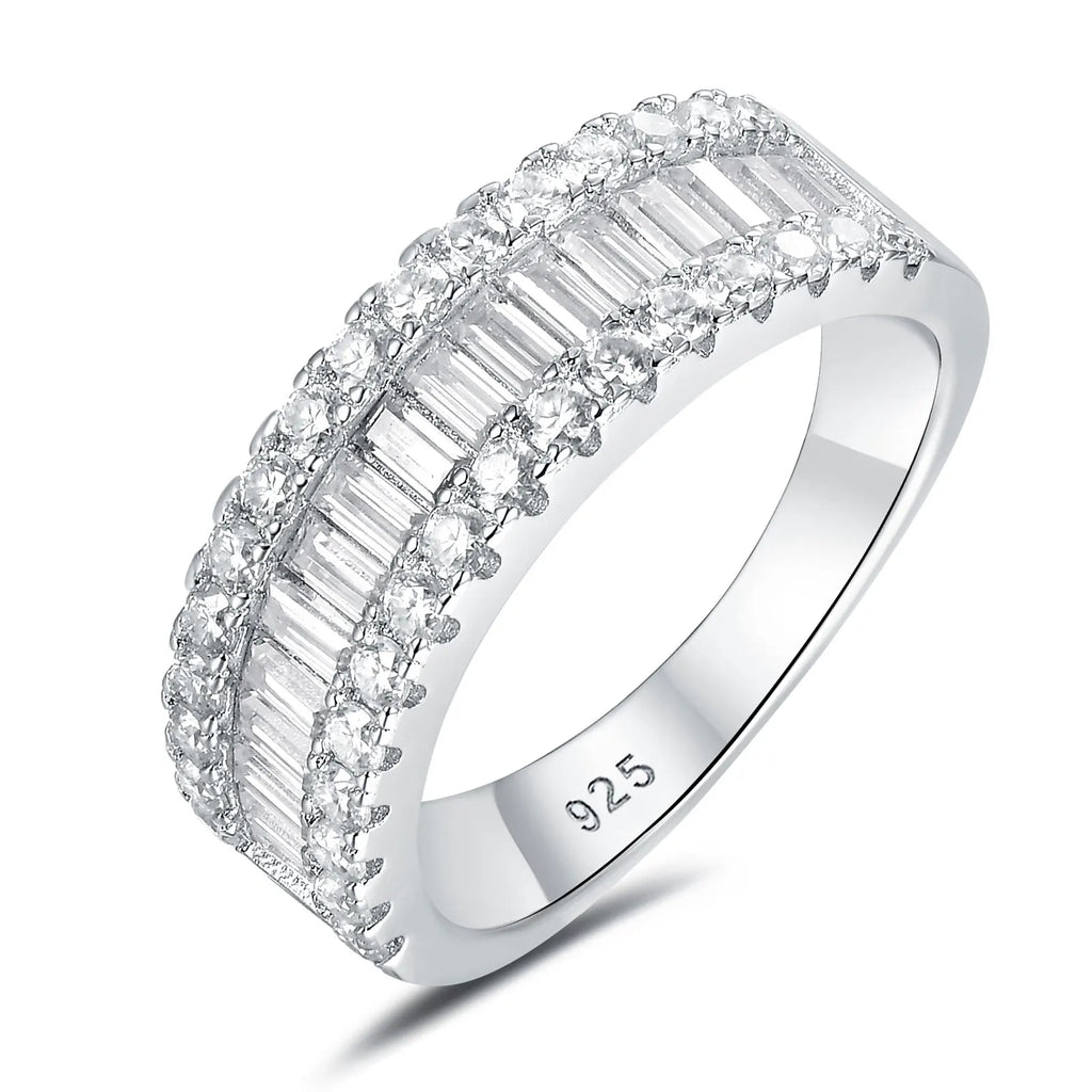 Newshe D VVS1 Moissanite Engagement Ring in 925 Sterling Silver – White Gold Color