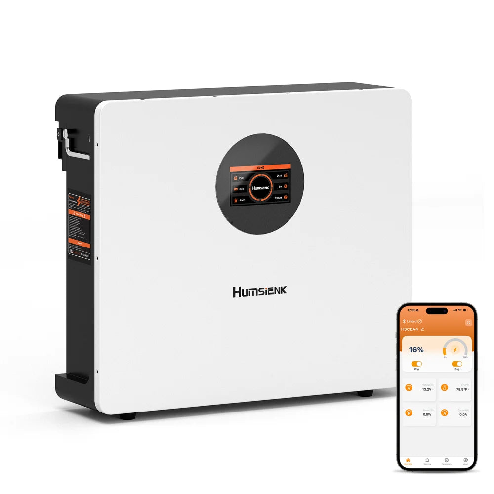 Humsienk 48V 100Ah LiFePO4 Wall-Mounted Battery with Bluetooth & LCD – 48V100Ah 1 Pieces