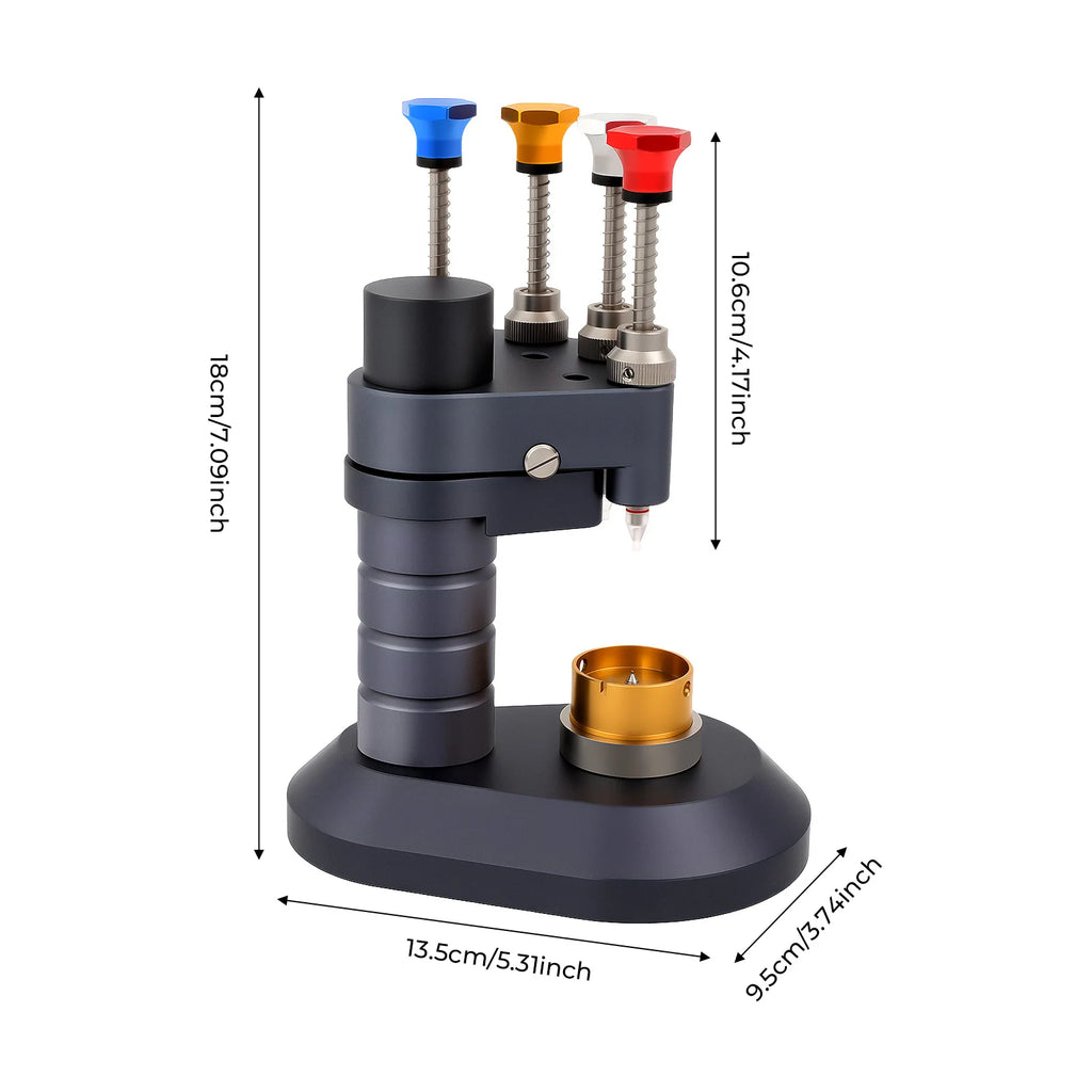 4-Pin Watch Hand Installation Tool with 4 Steel & 4 Acrylic Tips – Black