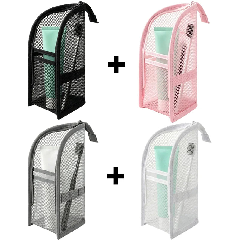4-Piece Mesh Toiletry Bag Set, Foldable Waterproof Travel Organizer – Mix-4PCS