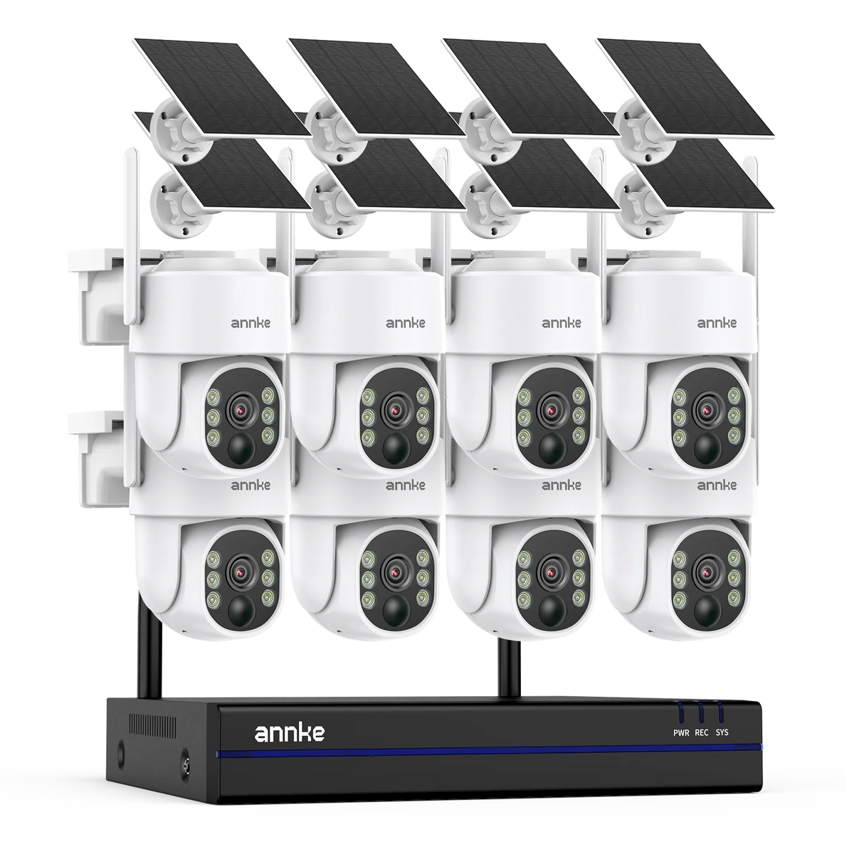 Annke 16CH Wireless PT Security Camera System, 4MP, 9000mAh Battery – 16CH NVR 8Pcs Camera