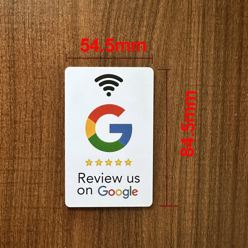 NFC 215 Programmable Google Review Stand and Card for Business – White-J
