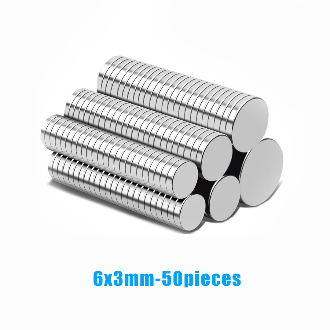 Strong Round Magnetic Stickers for DIY, Office, and Kitchen Organization – 6x3mm-50pcs