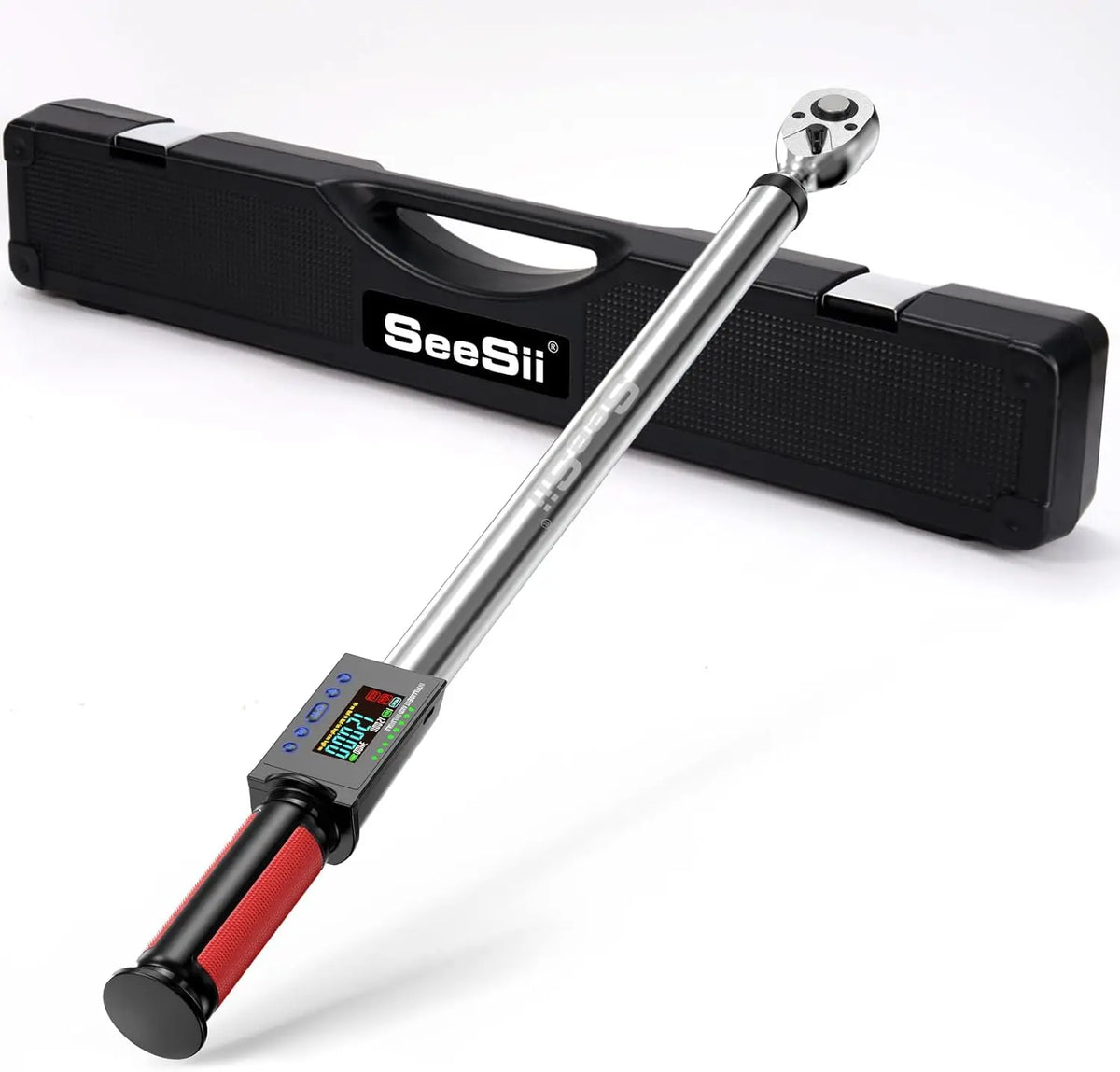 Digital torque wrench with black storage case