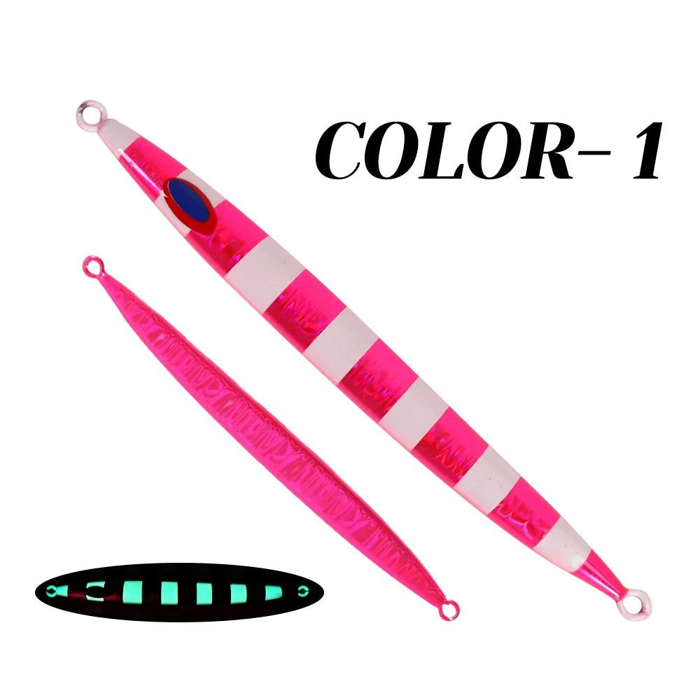 TOLU Fast Sinking Saltwater Jigging Lure, 120g–600g Luminous Fishing Bait – Pink