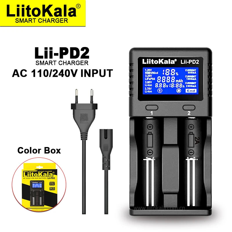 Liitokala Lii-PD4 or Lii-PD2 Universal Battery Charger for Li-ion NiMH – Lii-PD2 Charger