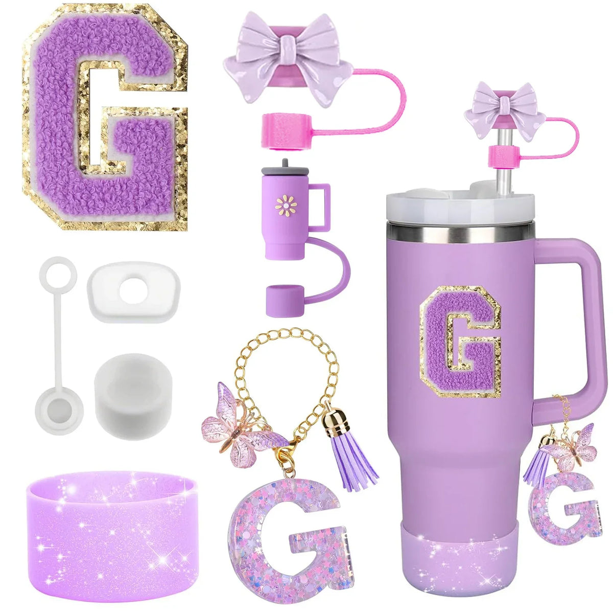 8-Piece Purple Silicone Accessory Set for 30oz and 40oz Tumblers – G-Purple-8pcs