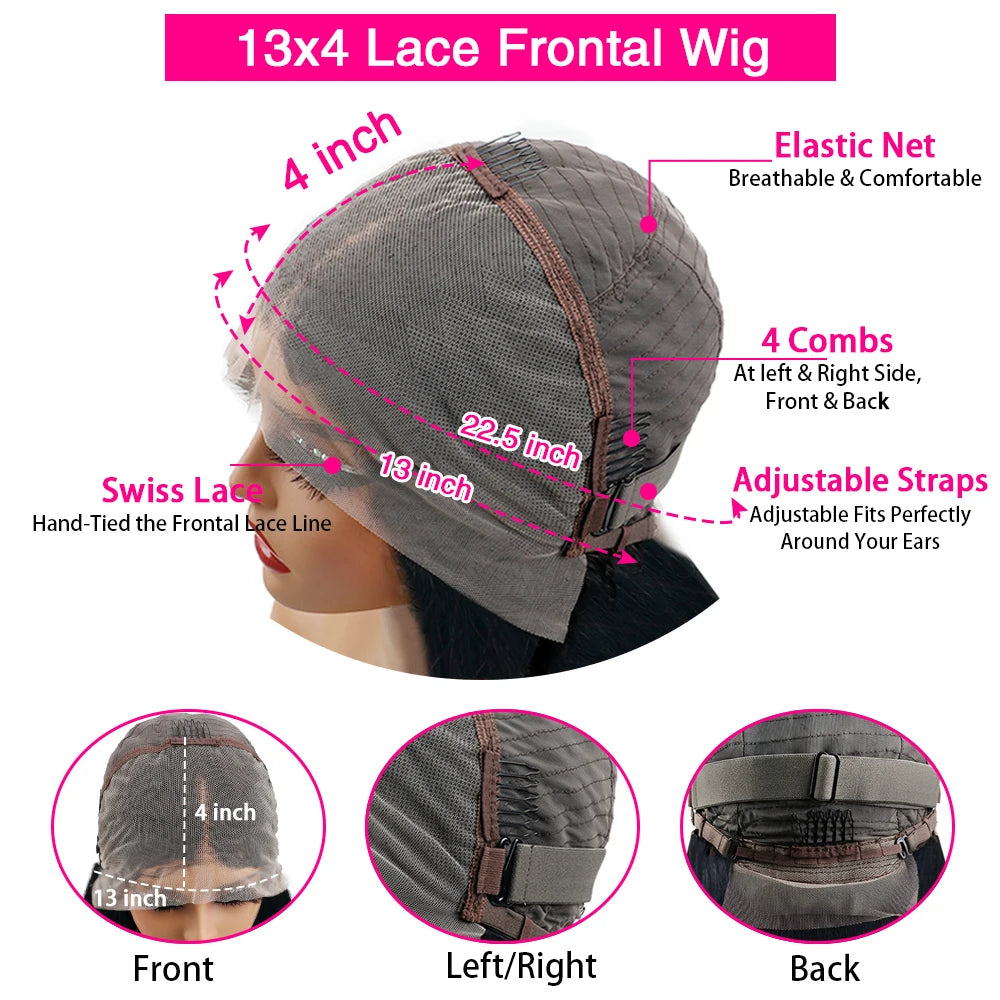 Chocolate Brown Body Wave Human Hair Lace Front Wig, 18–46 Inch – 13X4 HD Lace