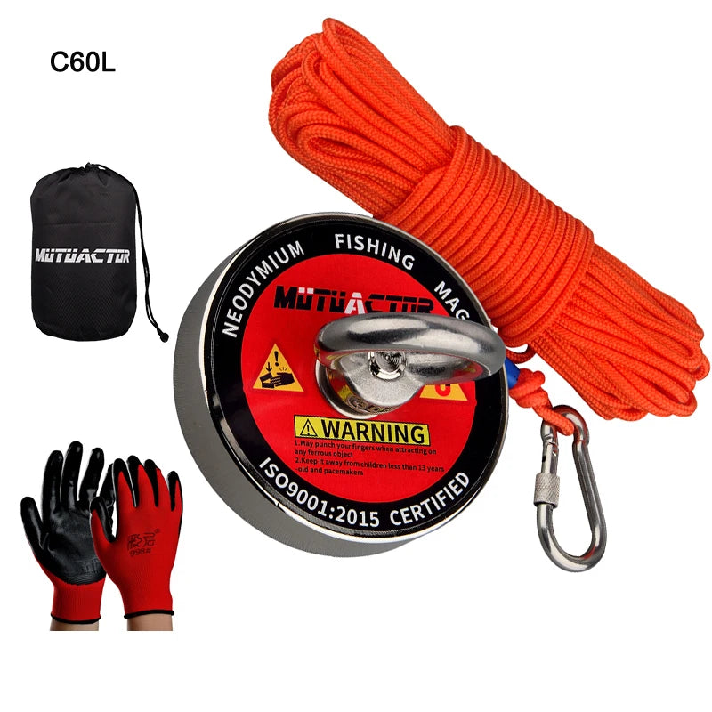 Neodymium Salvage Magnet Kit for Magnetic Fishing and Treasure Hunting – 120KG