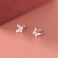 925 Silver Needle Stud Earrings Set - Butterfly and Heart Designs – 19