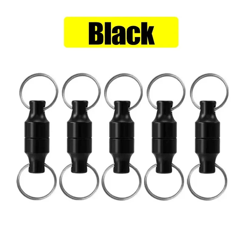 Magnetic Keychain with Metal Ring - Carbon Steel Anti-loss Holder – Black