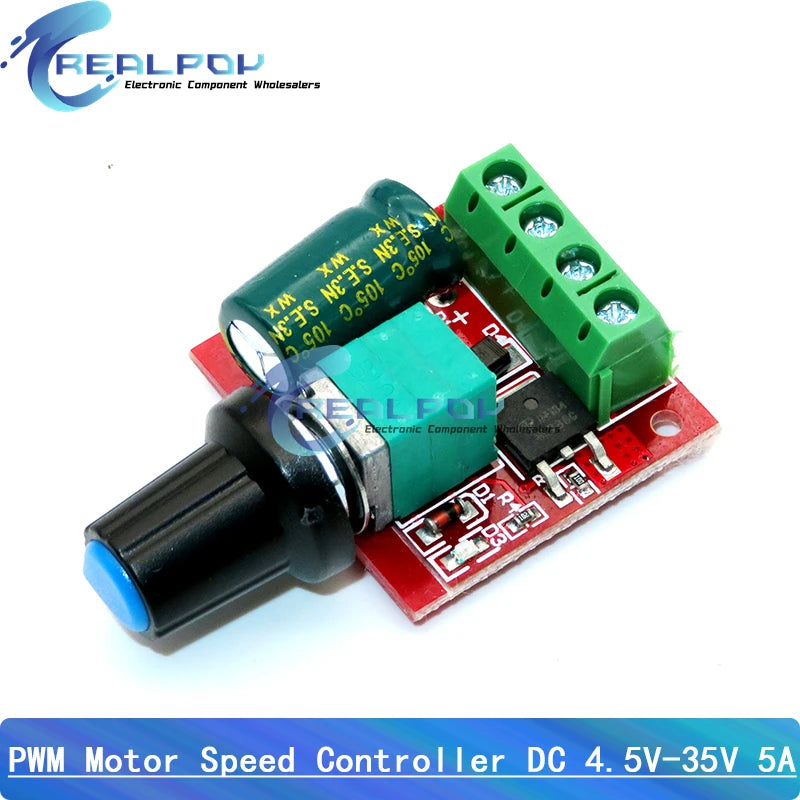 PWM DC Motor Speed Controller Module, 1.8V–35V Adjustable Drive – 5A 4.5-35V
