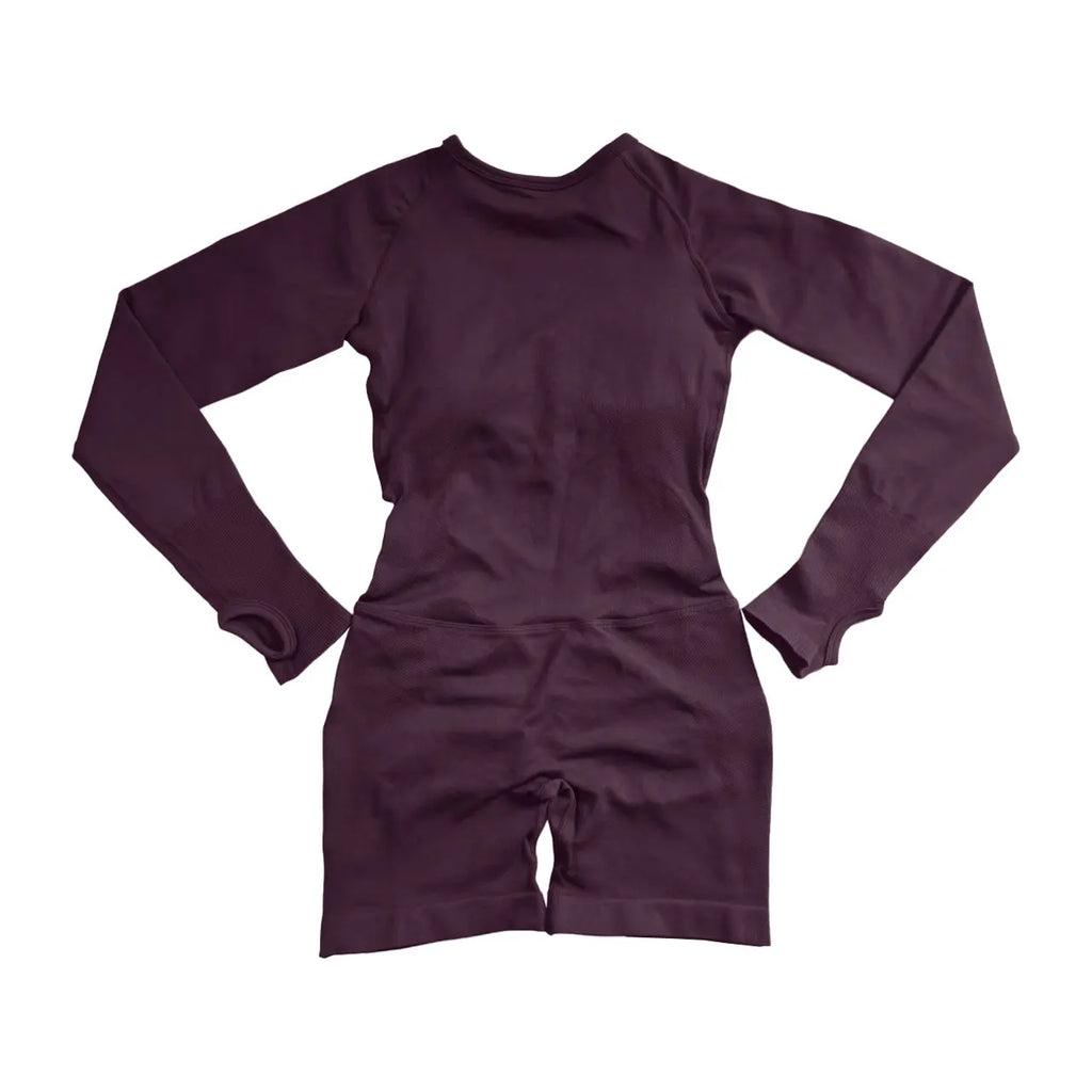 Nclagen Women's Seamless Long Sleeve Yoga Jumpsuit - Backless Activewear – Deep Coffee