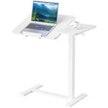 JHK Overbed Mobile Laptop Desk with Adjustable Height and Tilt Top – Ivory