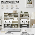 2-Tier Desk Organizer with Drawer and Tilt Pen Holder - Matte White PVC – Big And Small