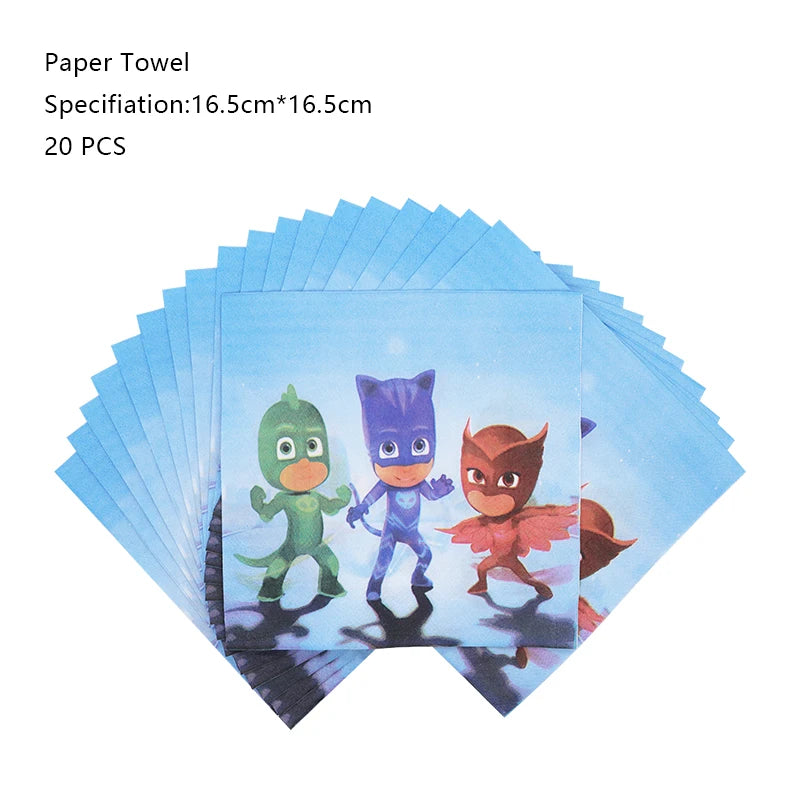 PJ Masks Birthday Party Decoration Balloon and Tableware Set – Napkin - 20pcs