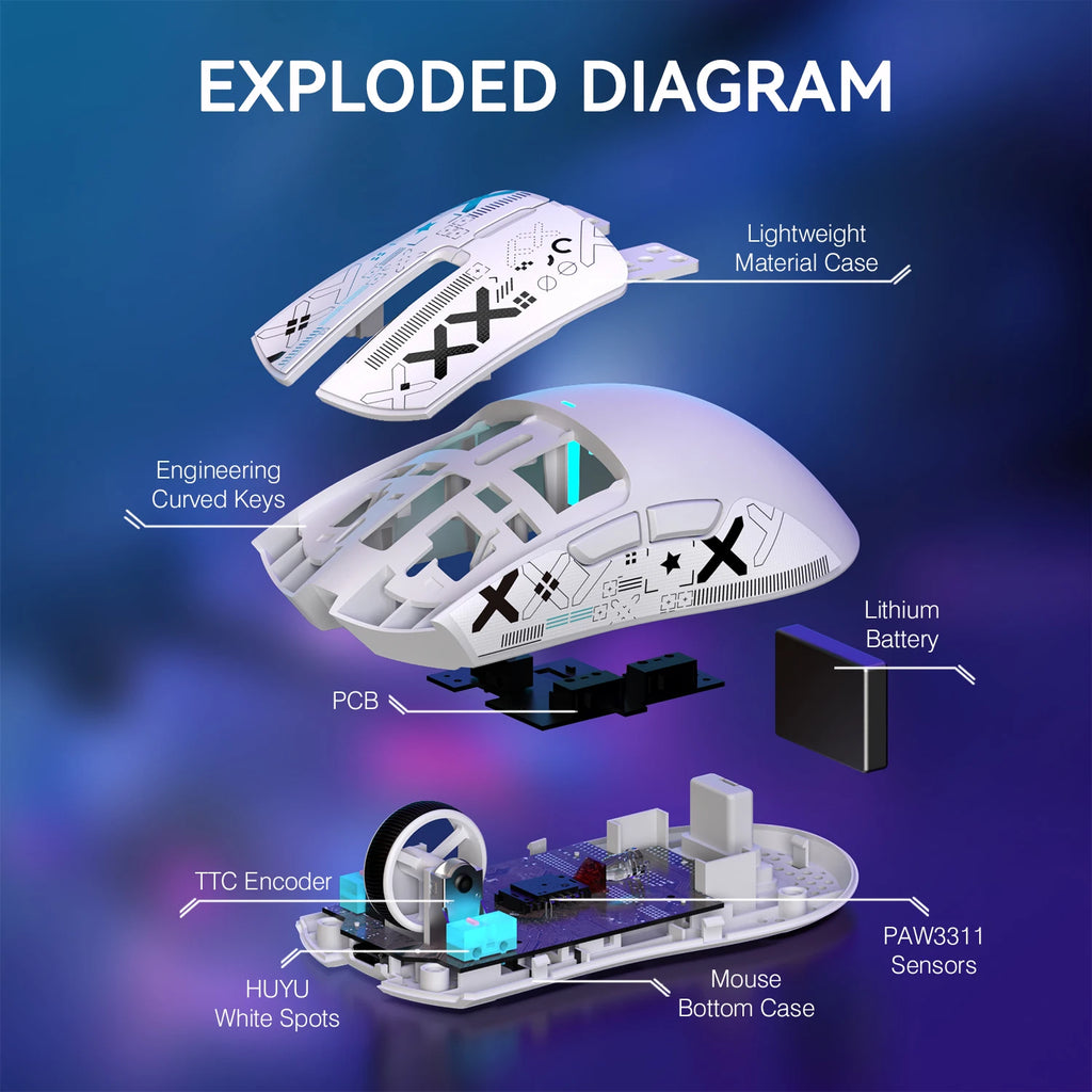 Attack Shark X11 lightweight wireless gaming mouse with RGB lighting and ergonomic design – view 6