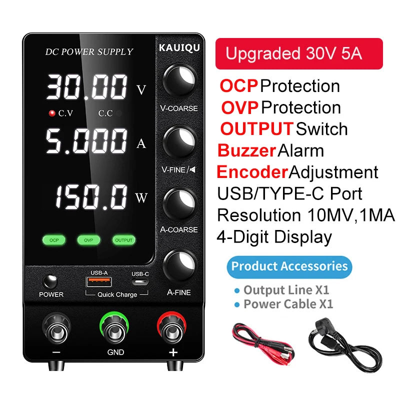Adjustable Bench Power Supply for Battery Charging - Up to 1200W – OCP OVP 30V5A 150W