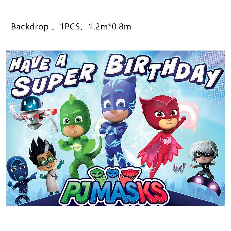 PJ Masks Birthday Party Decoration Balloon and Tableware Set – Backdrop - 1pcs