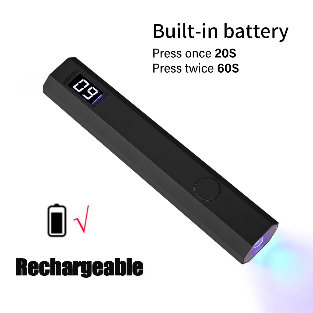 Rechargeable LED UV Nail Lamp with 12W Power and Adjustable Stand – Black Without stand
