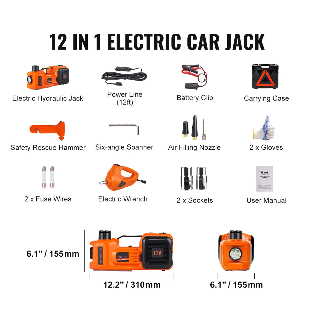 SucceBuy 5-Ton Electric Hydraulic Car Jack Kit with Impact Wrench – 5T with Wrench