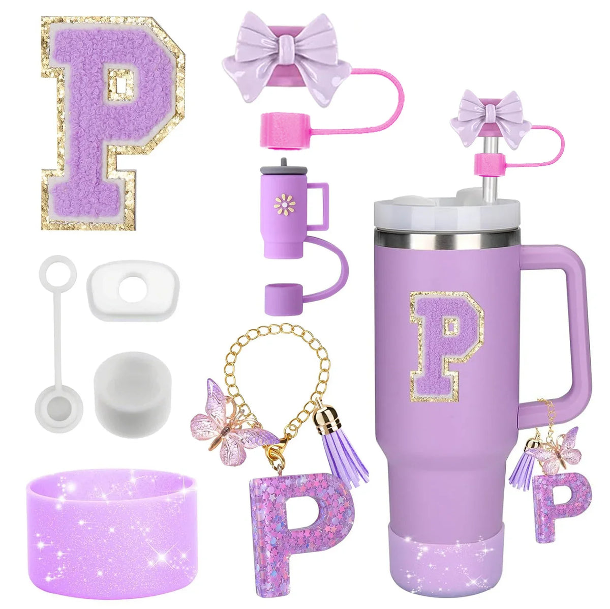 8-Piece Purple Silicone Accessory Set for 30oz and 40oz Tumblers – P-Purple-8pcs